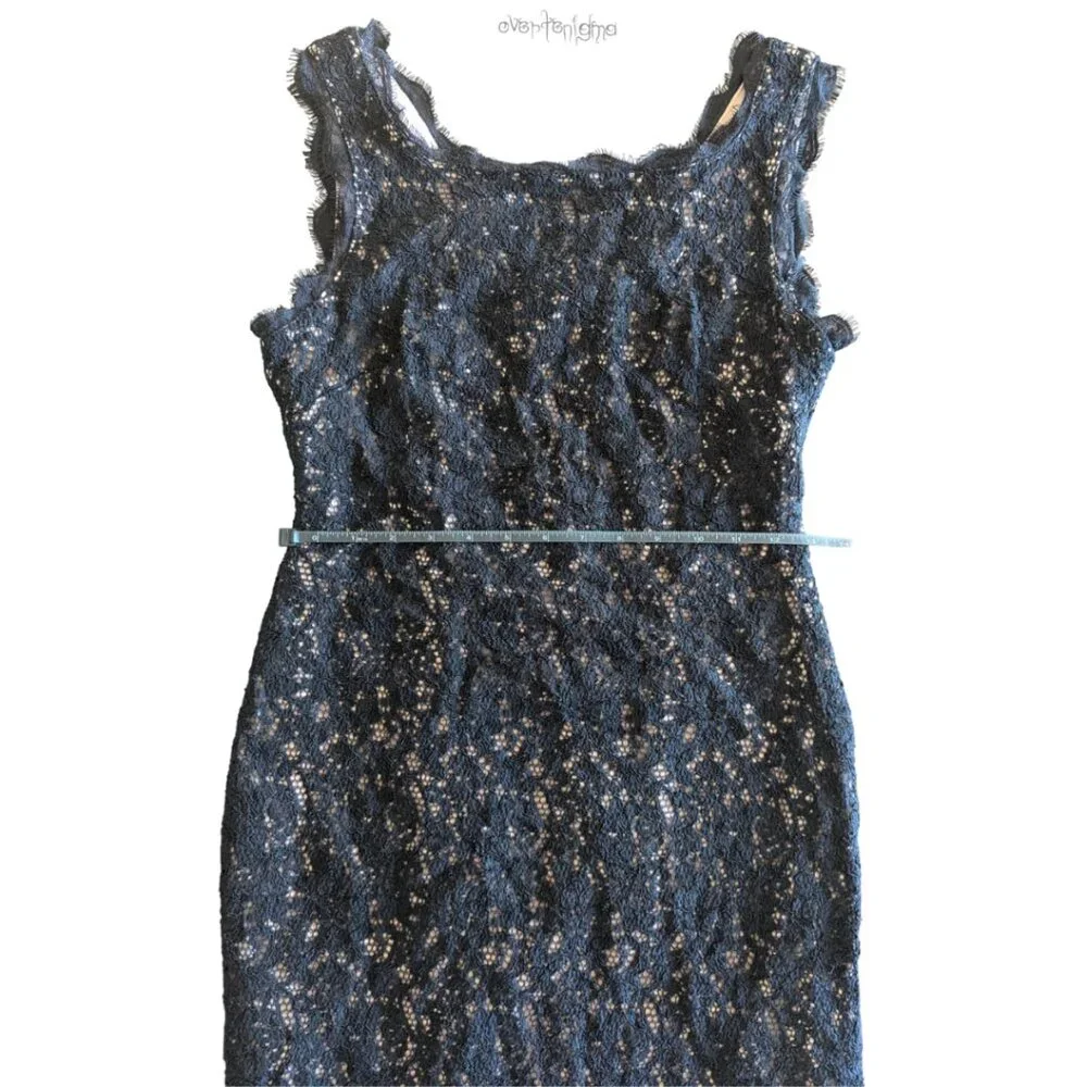 ADRIANNA PAPELL black lace sleeveless form fitting dress - Picture 6 of 9
